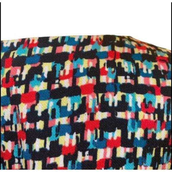 Black Label by Evan Picone A Line Multicolor Geo Print Dress with Cap Sleeves Sz - Picture 9 of 13